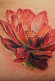 Waist color realistic red lotus tattoo picture