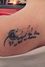 Κορίτσι πίσω μαύρο γκρι σκίτσο δημιουργική όμορφη εικόνα τατουάζ πικραλίδα