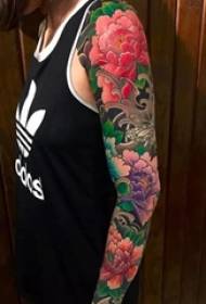 Tattoo patroon van verskillende dele van nasionale blomme pioen