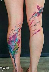 Leg color plant tattoo pattern
