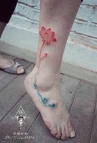 Lotus auspicioso tatuaje de nube en el tobillo