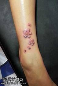 Leg color cherry blossom tattoo pattern