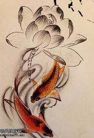 Manuskrip tinta pola tato bunga lotus