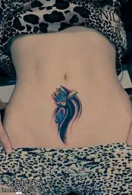 Abdomen blue lotus tattoo pattern