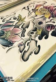 Colored traditional lotus tattoo manuscript picture