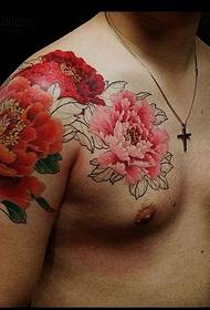 Beautiful peony flower tattoo pattern