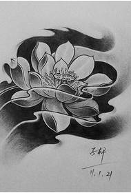 Beautiful black and white lotus tattoo manuscript picture picture