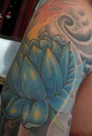 Big arm blue lotus tattoo pattern