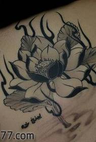 Beauty back black gray lotus tattoo pattern