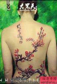 Beautiful beauty back plum tattoo pattern