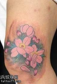 Nice-looking cherry blossom tattoo on the legs