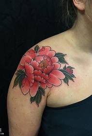 Peony tattoo pattern on the shoulder