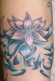 Leg color lotus flower in the water tattoo pattern