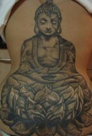 Talje sortgrå sten statue lotus tatovering