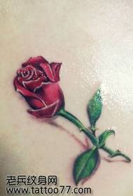 Back colored rose tattoo pattern
