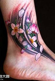 Leg cherry blossom tattoo pattern