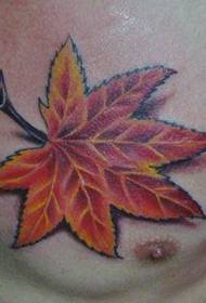 Wzór tatuażu liścia klonu: Wzór tatuażu w kolorze klatki piersiowej
