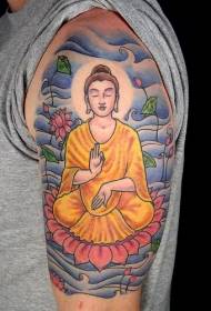 Figure de tatouage de Bouddha sur la fleur de lotus méditation