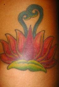 Arm colored sacred lotus tattoo pattern