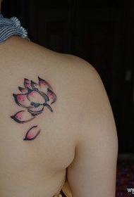 Shoulder-back only beautiful ink lotus tattoo pattern