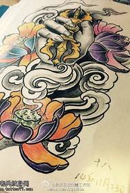 Renkli lotus vajra dövme el yazması desen