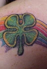 Four-leaf clover with rainbow tattoo pattern