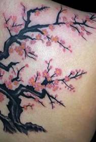 Shoulder colored large cherry tree tattoo pattern