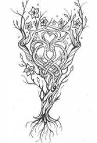 Black line sketch literary aesthetic heart-shaped vine tattoo manuscript