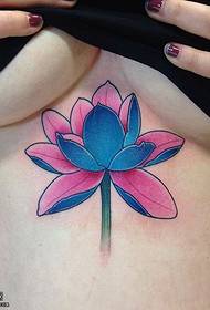 Chest painted lotus tattoo pattern