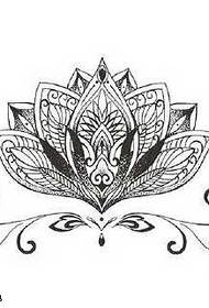 Rukopis čierny sivý lotosový tetovací vzor