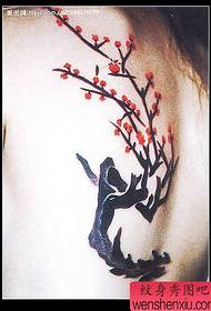 Back plum tattoo pattern