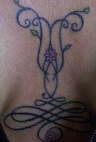 Chest line tribal style flower vine tattoo pattern