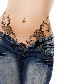 Beauty waist rose vine tattoo