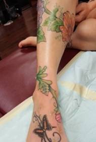Girl's arm painted watercolor sketch literary vine tattoo picture