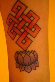 Infinity knoop fan earmkleur mei lotus tatoetmuster