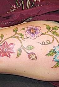 Sexy thigh flower vine tattoo pattern