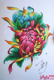 Colored traditional chrysanthemum tattoo manuscript picture