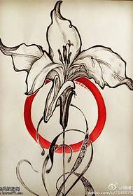 Colorful lily tattoo manuscript pattern