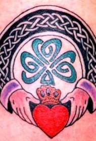 Celtic knot with clarda ring clover color tattoo pattern