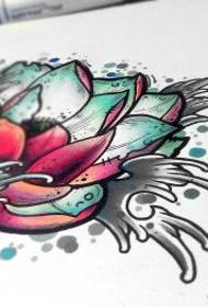 Color personality school lotus tattoo manuscript pattern