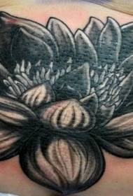 Красивый черный тату с изображением лотоса