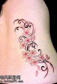 Side waist cherry blossom tattoo pattern