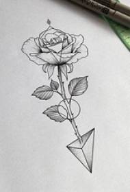 Persoanlikheid swarte geometryske punt doorn ienfâldige line plant bloem tattoo manuskript
