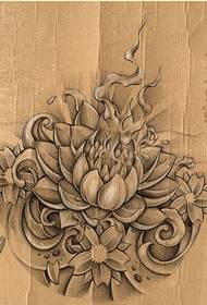 Beautiful beautiful lotus tattoo manuscript pattern picture