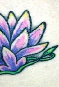 Back colored lotus and Chinese tattoo pattern
