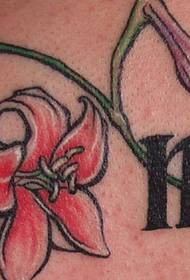 Женски узорак тетоваже: Лепотица са позадинским текстом Цвјетни узорак за тетоважу (бутик)
