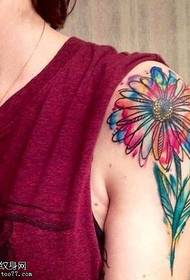 Arm color chrysanthemum tattoo pattern