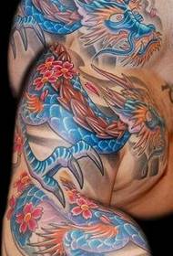 Šalikinio drakono tatuiruotės modelis: spalvotas skara drakono vyšnios tatuiruotės modelis