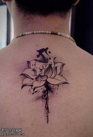 Back van Gogh lotus tattoo pattern