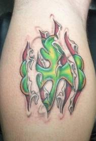 Green clover skin peeling tattoo pattern